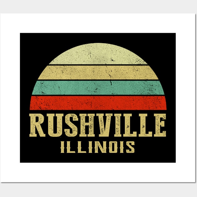 RUSHVILLE ILLINOIS Vintage Retro Sunset Wall Art by LIPTIN